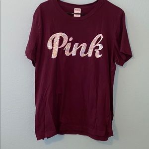 Pink by VS maroon t-shirt w/ glitter
